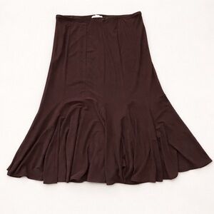 Joseph Ribkoff Brown Flare Midi Skirt Size 14 Satin Hem